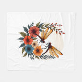 Boho Floral Dragonfly Fleecedecke (Vorderseite (Horizontal))