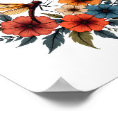 Boho Floral Dragonfly Poster (Ecke)