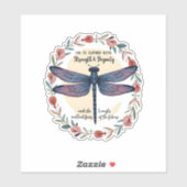 Boho Floral Dragonfly Sie ist mit Stärke bekleidet Aufkleber (Blatt)