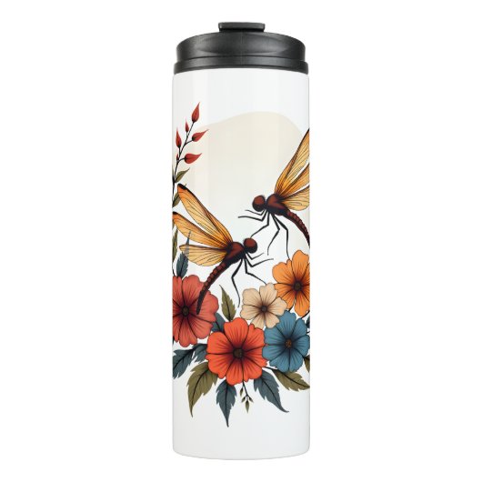 Boho Floral Dragonfly Thermosbecher (Vorderseite)