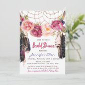 Boho Floral Dreamcatcher Bridal Dusche Einladung (Stehend Vorderseite)