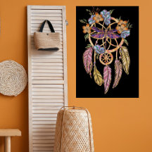 Boho Floral Dreamcatcher mit Dragonfly