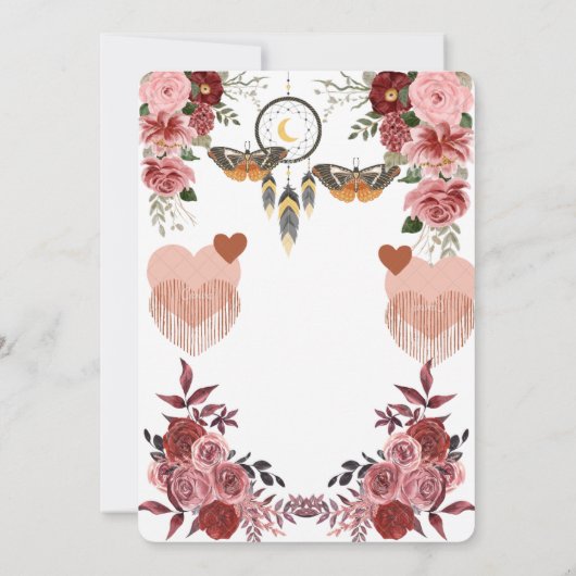 Boho Floral Dreamcatcher Wedding RSVP Card (Rückseite)