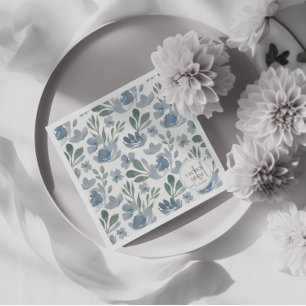 Boho Floral Dusty Blue Pattern Wedding Serviette