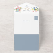 Boho Floral Dusty Blue Wedding All In One Einladung (Außenbereich)