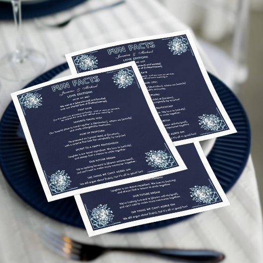 Boho Floral Dusty Light Blue Fun Fakten Navy Wed Serviette