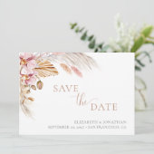Boho Floral Dusty Pink Elegante Save the Date Kart Einladung (Stehend Vorderseite)