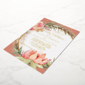 Boho floral Dusty Pink Pampas Gold Folieneinladung (Gedreht)