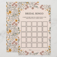 Boho Floral Earth Botanische Bridal Bingo Game Car