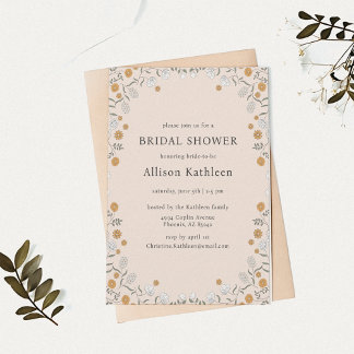 Boho Floral Earth Tones Botanisches Brautparty Einladung