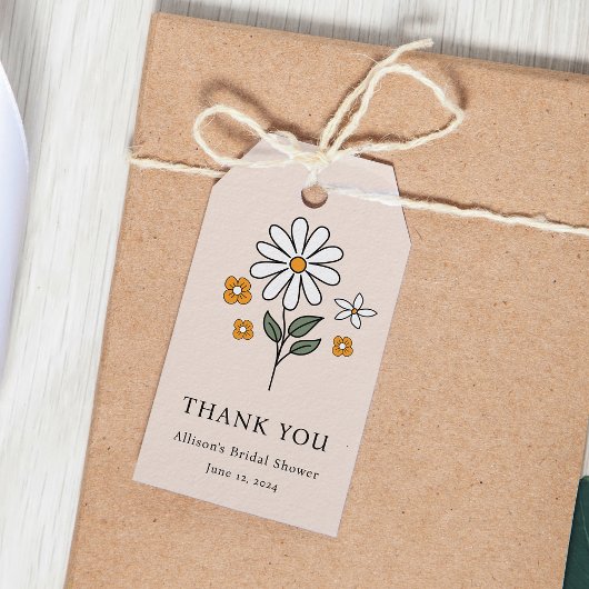 Boho Floral Earth Tones Botanisches Brautparty Geschenkanhänger