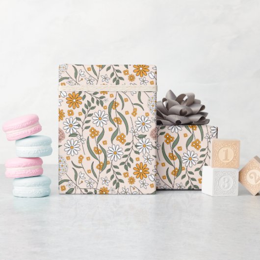 Boho Floral Earth Tones Botanisches Brautparty Geschenkpapier (Babyparty)
