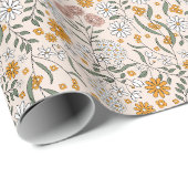 Boho Floral Earth Tones Botanisches Brautparty Geschenkpapier (Rolleneckpunkt)
