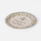 Boho Floral Earth Tones Botanisches Brautparty Pappteller (Schrägansicht)