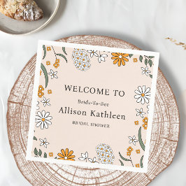 Boho Floral Earth Tones Botanisches Brautparty Serviette