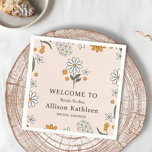 Boho Floral Earth Tones Botanisches Brautparty Serviette