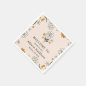 Boho Floral Earth Tones Botanisches Brautparty Serviette (Ecke)