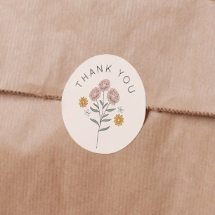 Boho Floral Earth Tones Brautparty Vielen Dank Runder Aufkleber