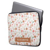 Boho Floral Earth Tones Custom Blume Laptopschutzhülle (Vorderseite Links)