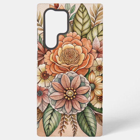Boho Floral Earth Tones Samsung Galaxy Case Hülle (Rückseite)