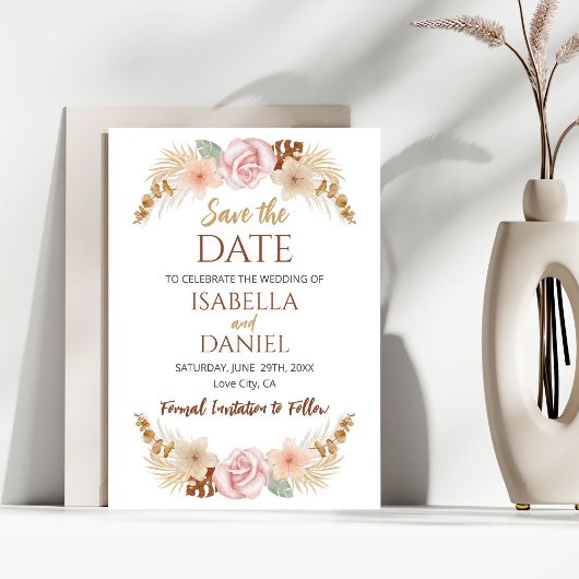 Boho floral Earth Tones Wedding rettet das Datum Save The Date
