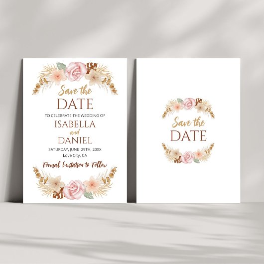 Boho floral Earth Tones Wedding rettet das Datum Save The Date