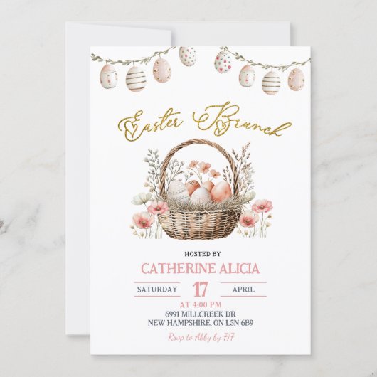 Boho Floral Easter Brunch Invitation Einladung (Vorderseite)