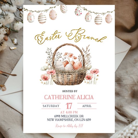 Boho Floral Easter Brunch Invitation Einladung