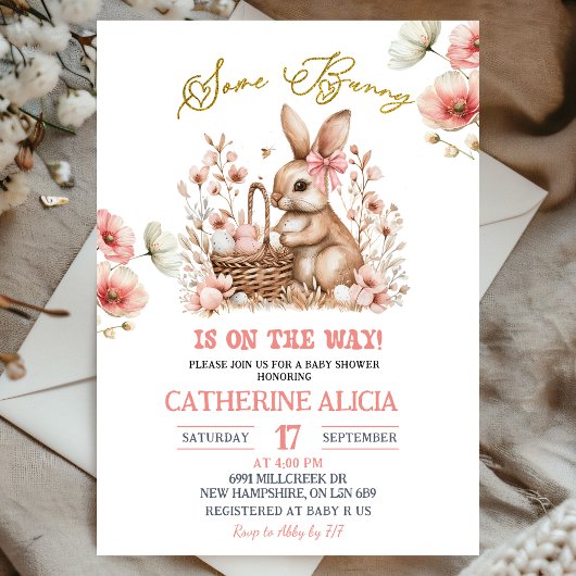 Boho Floral Easter Bunny Baby Shower Einladung