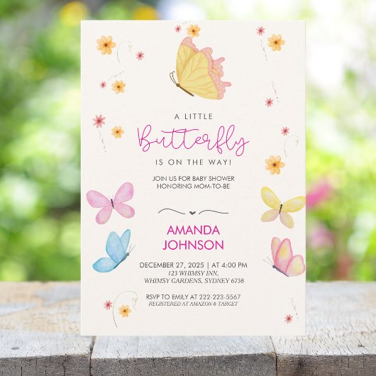 Boho Floral eine kleine Butterfly Baby Dusche Einladung