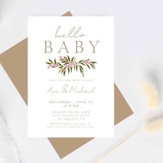 Boho Floral Elegant Gender Neutral Baby Shower Einladung