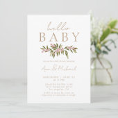 Boho Floral Elegant Gender Neutral Baby Shower Einladung (Stehend Vorderseite)