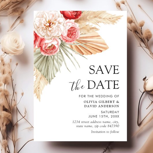 Boho Floral Elegant Herbsthochzeit Einladung