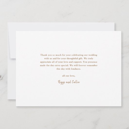 Boho Floral Elegant Script Wedding Dankeskarte (Rückseite)