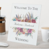 Boho Floral Elegante Script Wedding Welcome Sign Sockelschild (In Situ)