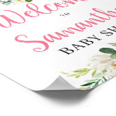 Boho Floral Elephant Baby Dusche Begrüßungszeichen Poster (Ecke)