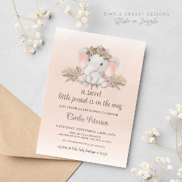 Boho Floral Elephant Baby Shower Einladung