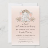Boho Floral Elephant Baby Shower Einladung (Vorderseite)