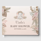 Boho Floral Elephant Baby Shower Gästebuch (Vorderseite)