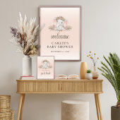 Boho Floral Elephant Baby Shower Guest Book Sign Poster