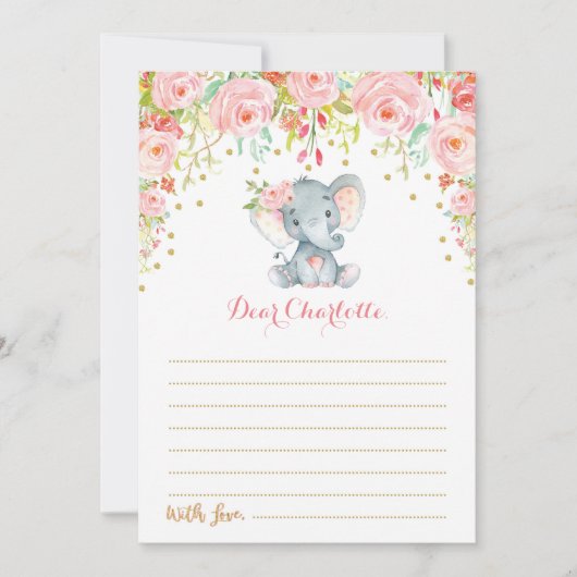 Boho Floral Elephant Time Capsule Message Card Einladung (Vorderseite)
