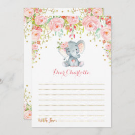 Boho Floral Elephant Time Capsule Message Card Einladung