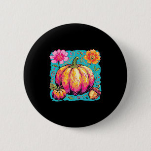 Boho Floral Erntedank Pumpkin Season Fall Vibes Button