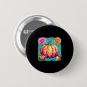 Boho Floral Erntedank Pumpkin Season Fall Vibes Button (Vorne & Hinten)