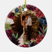 Boho Floral erste Weihnachten als Mr. und Mrs. Fot Keramik Ornament (Hinten)