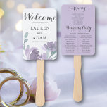 Boho Floral Eucalyptus Lila Wedding Program Fächer<br><div class="desc">Dies ist die perfekte Ergänzung zu Ihrem rustikalen Hochzeitsparadies,  nicht nur ein einzigartiges Stück,  sondern auch ein durchdachter Sake - unser rustikaler,  thematischer Hochzeitsfan wurde mit Liebe geschaffen und mit lila Aquarellfloralen dekoriert und bietet eine erfrischende Brise an Ihrem besonderen Tag. Passen Sie Ihre persönlichen Daten an. .</div>