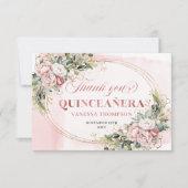 Boho Floral Eucalyptus Thank You Card Blush Pink Dankeskarte (Vorderseite)