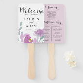 Boho Floral Eukalyptus Pink Wedding Program Fächer (Vorne und Hinten)