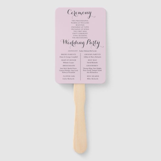 Boho Floral Eukalyptus Pink Wedding Program Fächer (Rückseite)