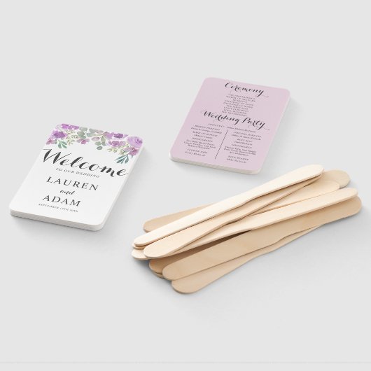 Boho Floral Eukalyptus Pink Wedding Program Fächer (Non-assembled)